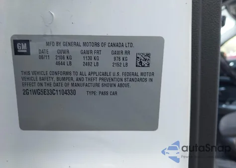 2012 Chevrolet Impala Lt z USA, uszkodzony, nr VIN 2G1WG5E33C1104330